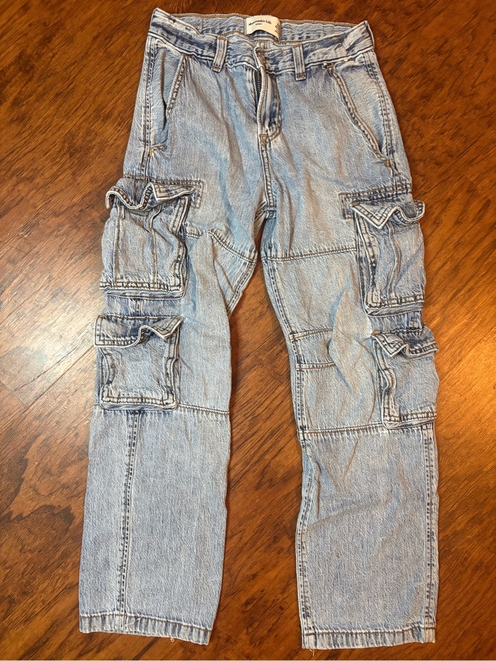 abercrombie kids Light Wash Cargo Jeans